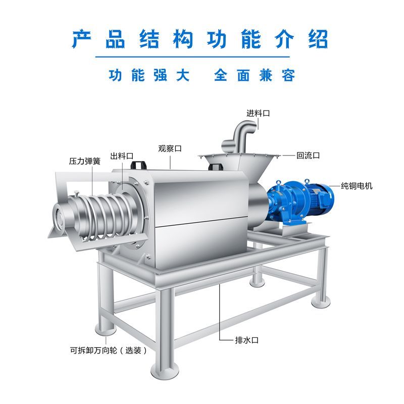 Solid-liquid separator for pig manure, chicken manure, duck manure dewatering machine, pulp press, cow manure dry-wet separator