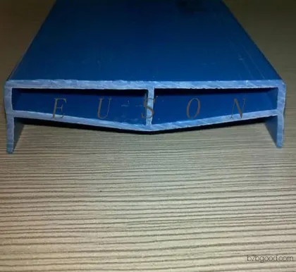 PVC plastic building materials – Extrusion processing. PVC building materials extrusion processing; Blue PVC plastic extrusion processing.