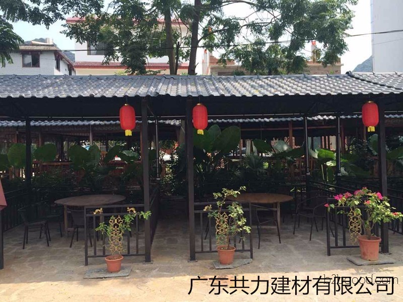 Environmental-friendly roofing resin tiles with Chinese-style, classical design. Supplied by plastic building material manufacturers. Affordable prices.