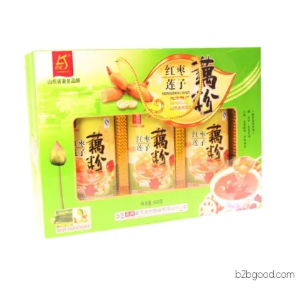 Liangjian Red Date and Lotus Root Powder Gift Box, 600 grams, Sugar-Free Nutritional Powder, 3-pack, a special product from Shandong