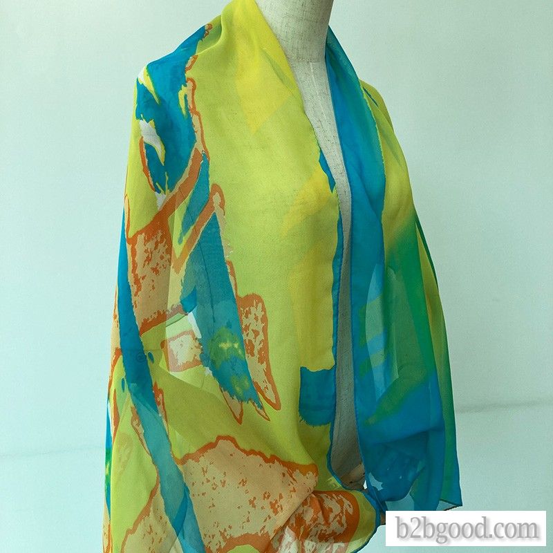 MAIDILANG polyester chiffon ladies long scarf blue impression