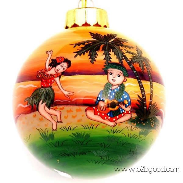 Hand Painted Glass Christmas Tree Ornaments