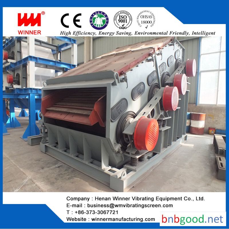 Dual frequency Linear vibrating screen for mining ore