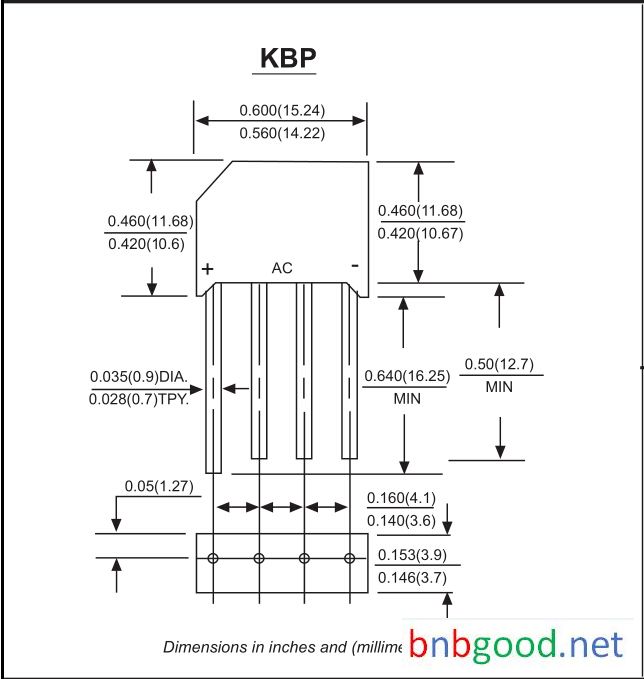Quality Products KBP210 Bridge Rectifier 1000V
