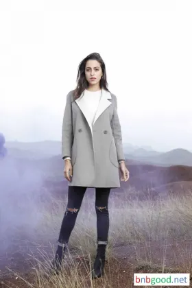 Inside is white, black outside, women's half coat