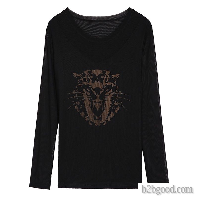 Net long sleeve T-shirt can be worn in autumn and winter