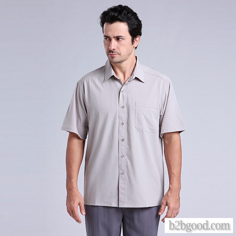 Golden Time sheep men's summer shirts middle-aged and elderly fathers wear short-sleeved lapel