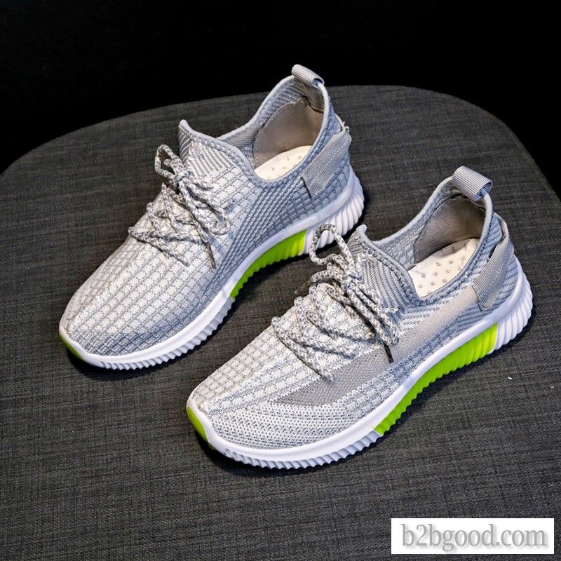 Mesh top breathable athletic shoes fly weave versatile comfortable running shoes lace-up casual shoe