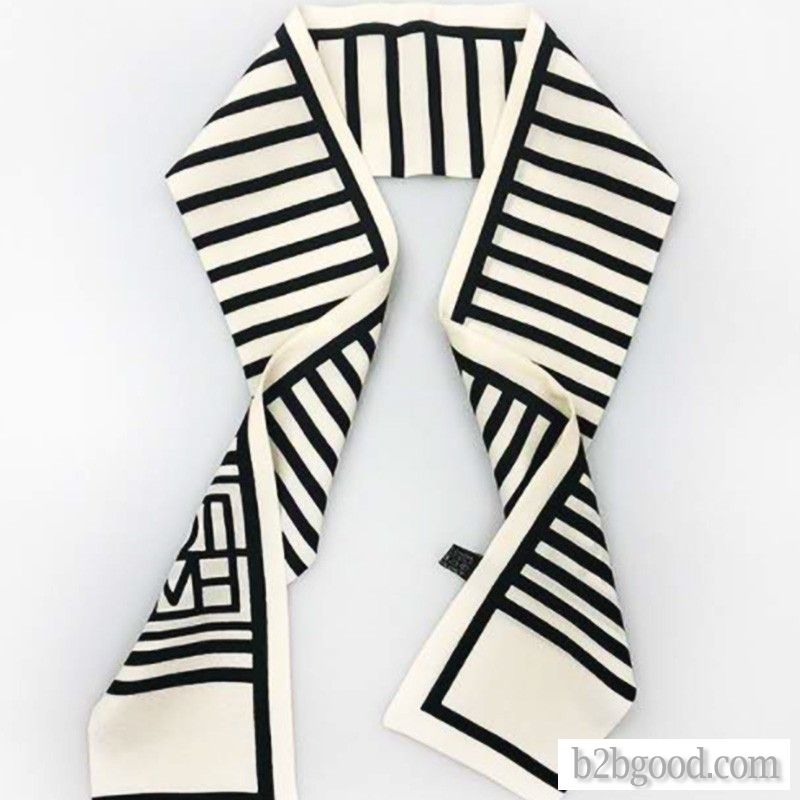 Female mulberry silk silk European style all-match stripe printed pure silk ribbon spring and summer