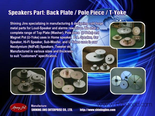 Audio Driver Top Plates (Washers) and Back Plates (T-Yokes) made in Taiwan