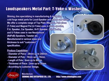Аудиоводители верхние таблички (Washers) и задние таблички (T-Yokes), сделанные на Тайване