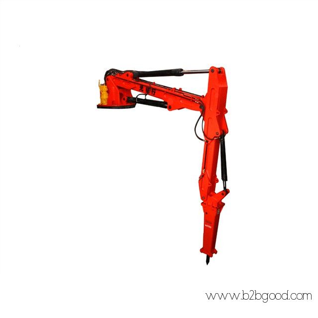 Stationary hydraulic rockbreaker boom