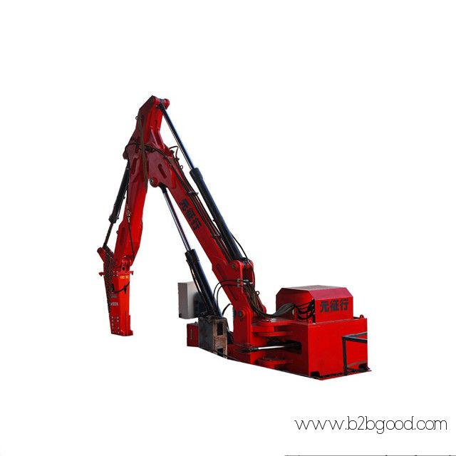 Stationary hydraulic rockbreaker boom