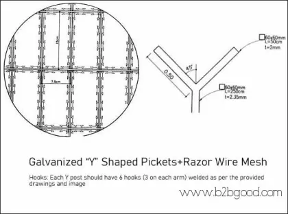 Galvanized 'Y&# 039; пикеты и система защиты проводов Razor